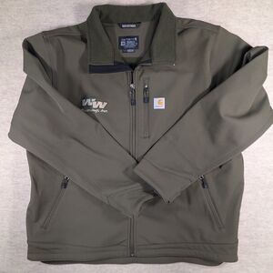 Carhartt Olive Rain Defender Zip Up Jacket Chore Coat Gorpcore Shell Size 2XL